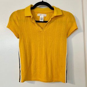 Yellow Polo With White & Black Stripes